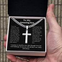 Load image into Gallery viewer, To My Son - Cuban Chain with Artisan Cross Necklace
