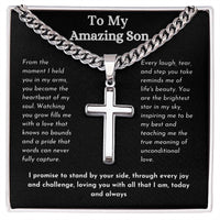 Load image into Gallery viewer, To My Son - Cuban Chain with Artisan Cross Necklace
