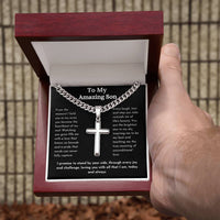 Load image into Gallery viewer, To My Son - Cuban Chain with Artisan Cross Necklace
