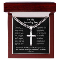 Load image into Gallery viewer, To My Son - Cuban Chain with Artisan Cross Necklace

