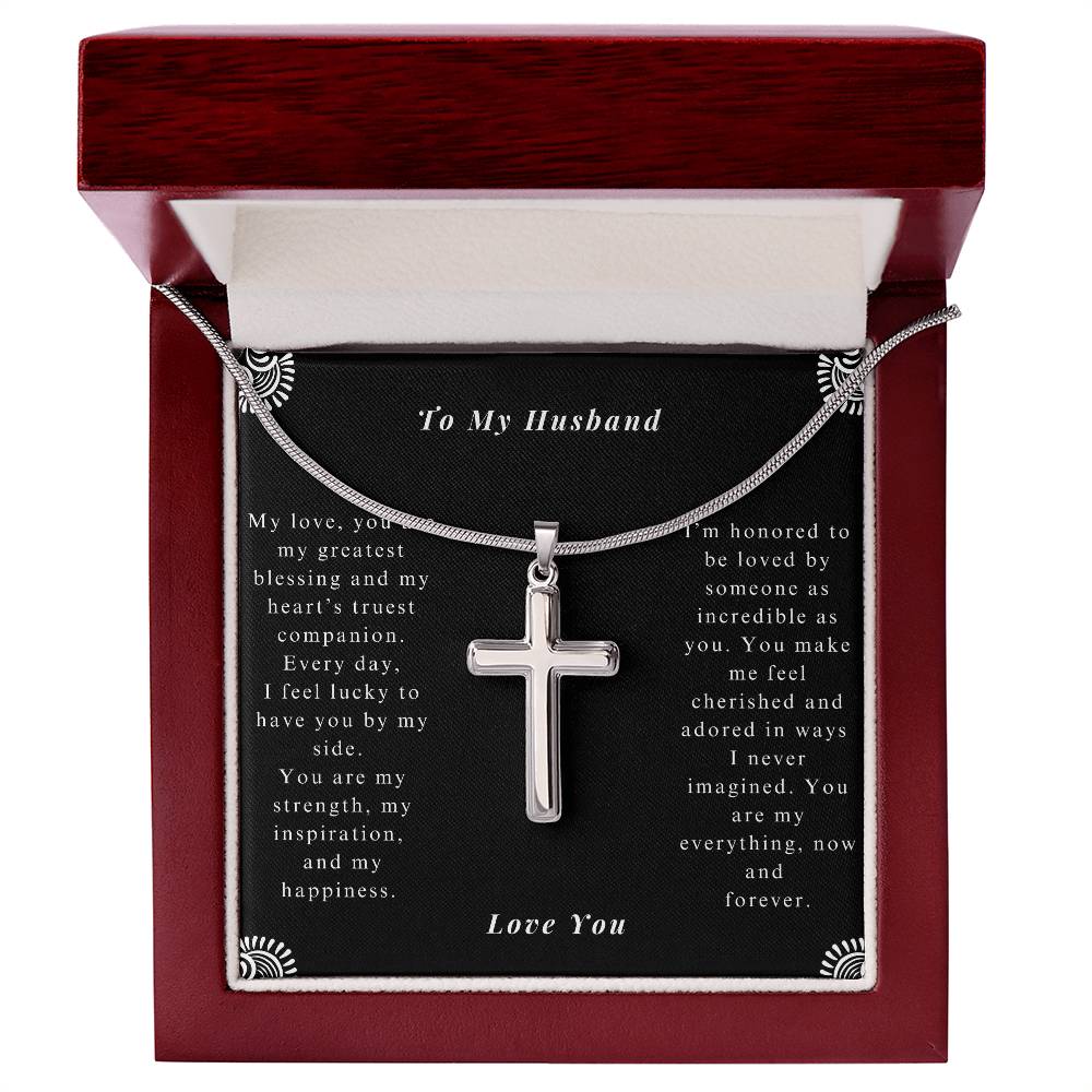 To My Husband - Stainless Steel Cross Necklace.